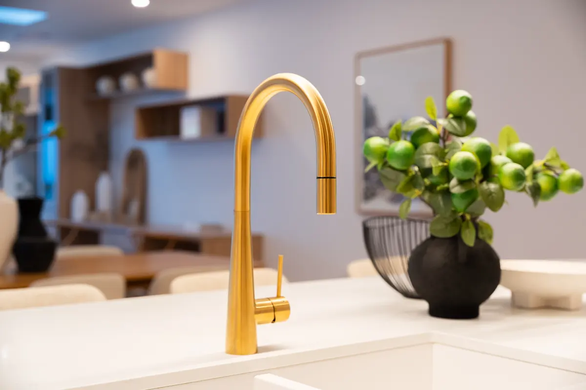 Tapware: Brushed finishes chosen with your colour palette.