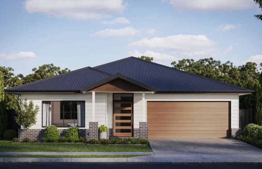 Modern house with brick accents
