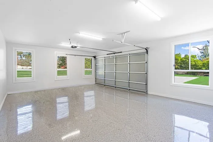 Polished concrete garage interior