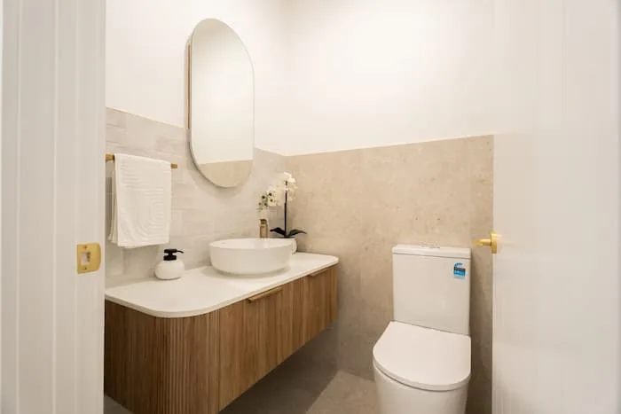 Powder room vanity toilet