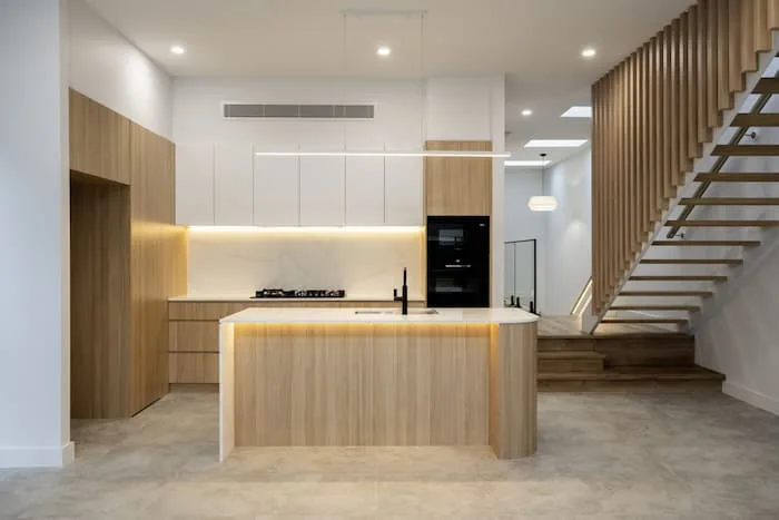 Floating timber staircase