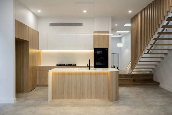 Open-concept kitchen and living