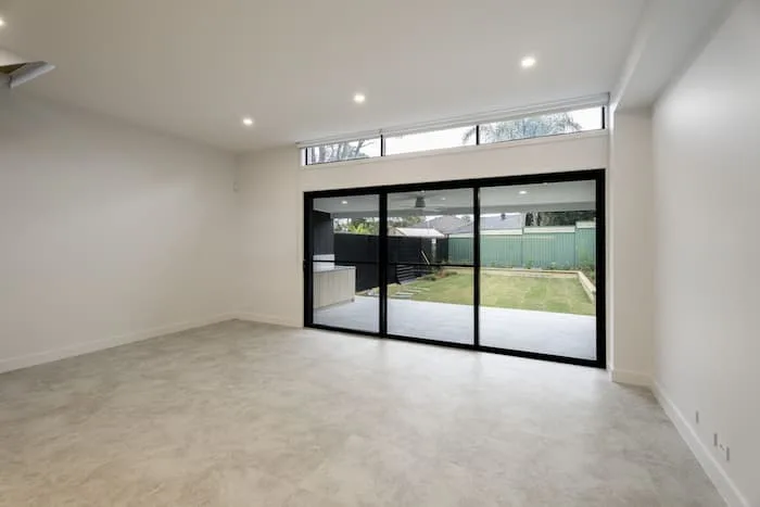Empty room glass doors