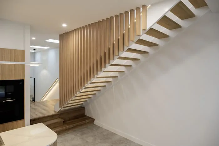 Floating timber staircase