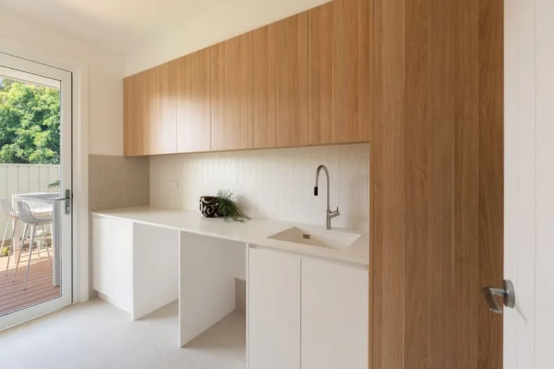 Wooden butlers pantry sink